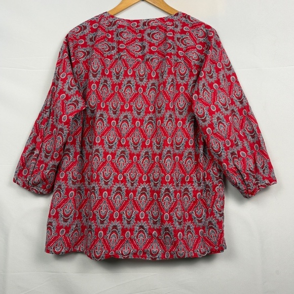 Talbots Womens 3/4 Sleeve Button Down Tunic Shirt 2X Paisley Breathable Boho - Picture 7 of 12